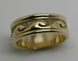 Kaedesigns New Size U Genuine Heavy 9ct 9k Yellow, Rose or White Gold Mens Surf Wave Ring