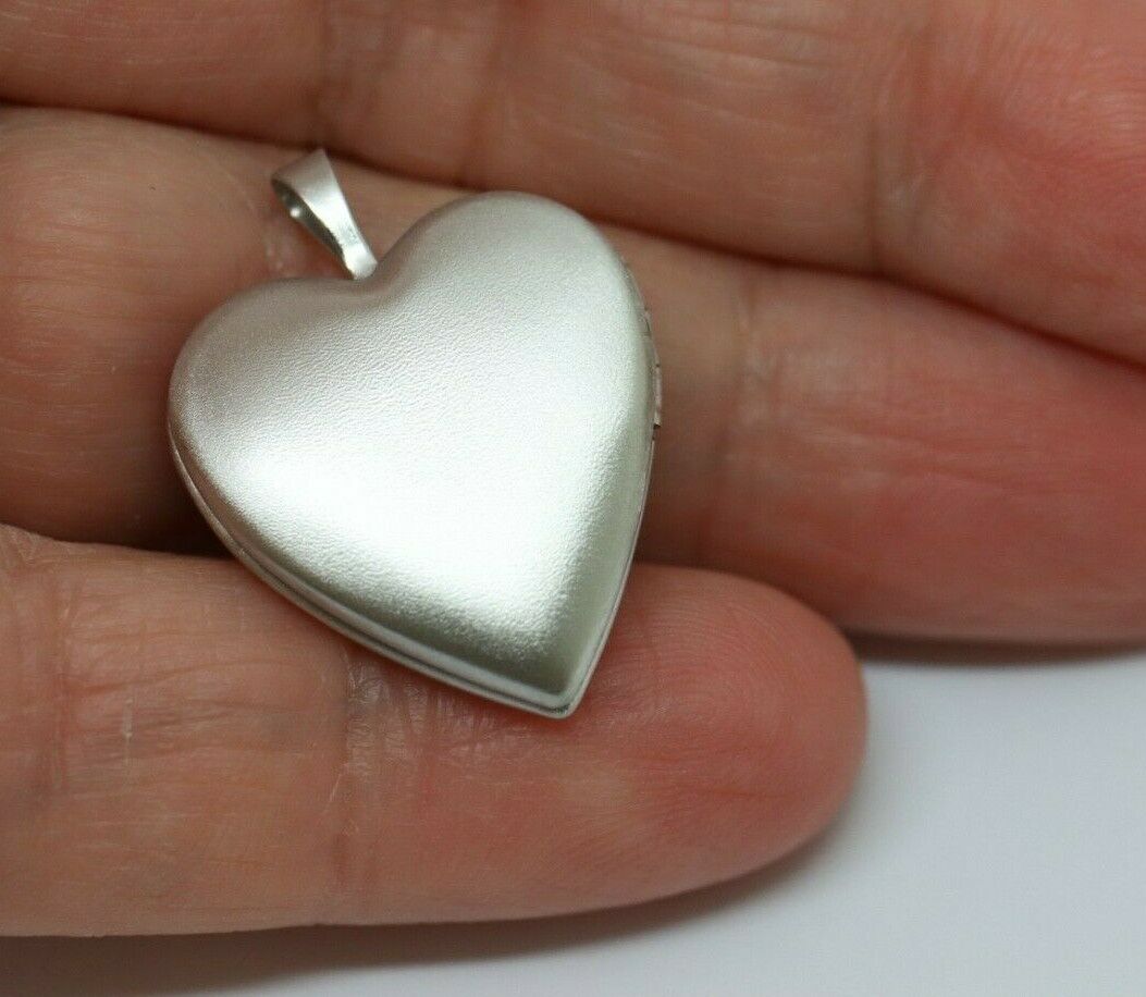 Sterling Silver Heart Diamond Heart Brushed/Polished Locket