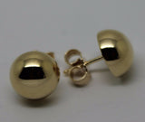 Genuine 9ct 9K Solid Yellow, Rose or White Gold 10mm Stud Half Ball Earrings