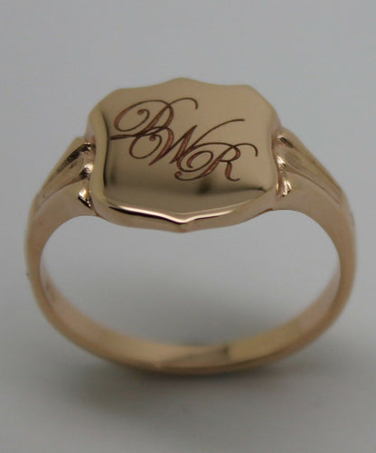 Genuine 9ct Solid Yellow, Rose or White Gold Large Signet Ring In Your Size P Plus Engraving 3 Initials