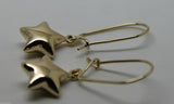Genuine 9ct Yellow Or White Or Rose Gold Bubble Drop Star Closed Hook Earrings