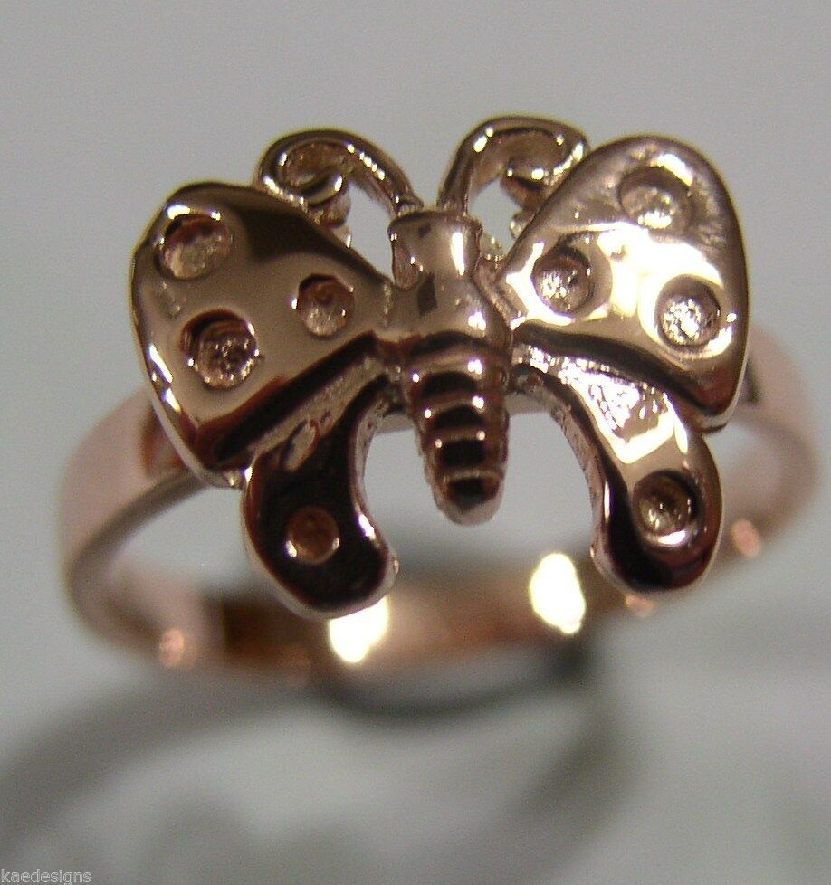 New Genuine Solid 9ct White Or Rose Or Yellow Gold Butterfly Ring Choose Size