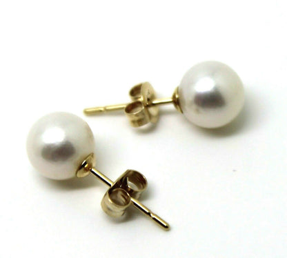 Genuine 9ct Yellow Gold 7mm White Pearl Ball Stud Earrings