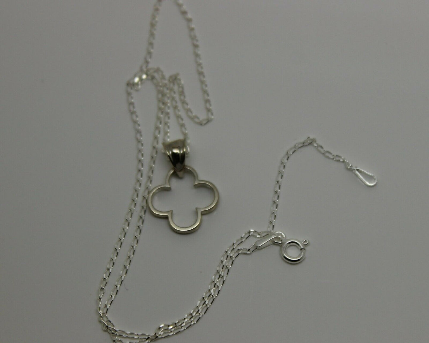 Sterling Silver 925 40cm Necklace & Small Four Leaf Clover Pendant + Chain