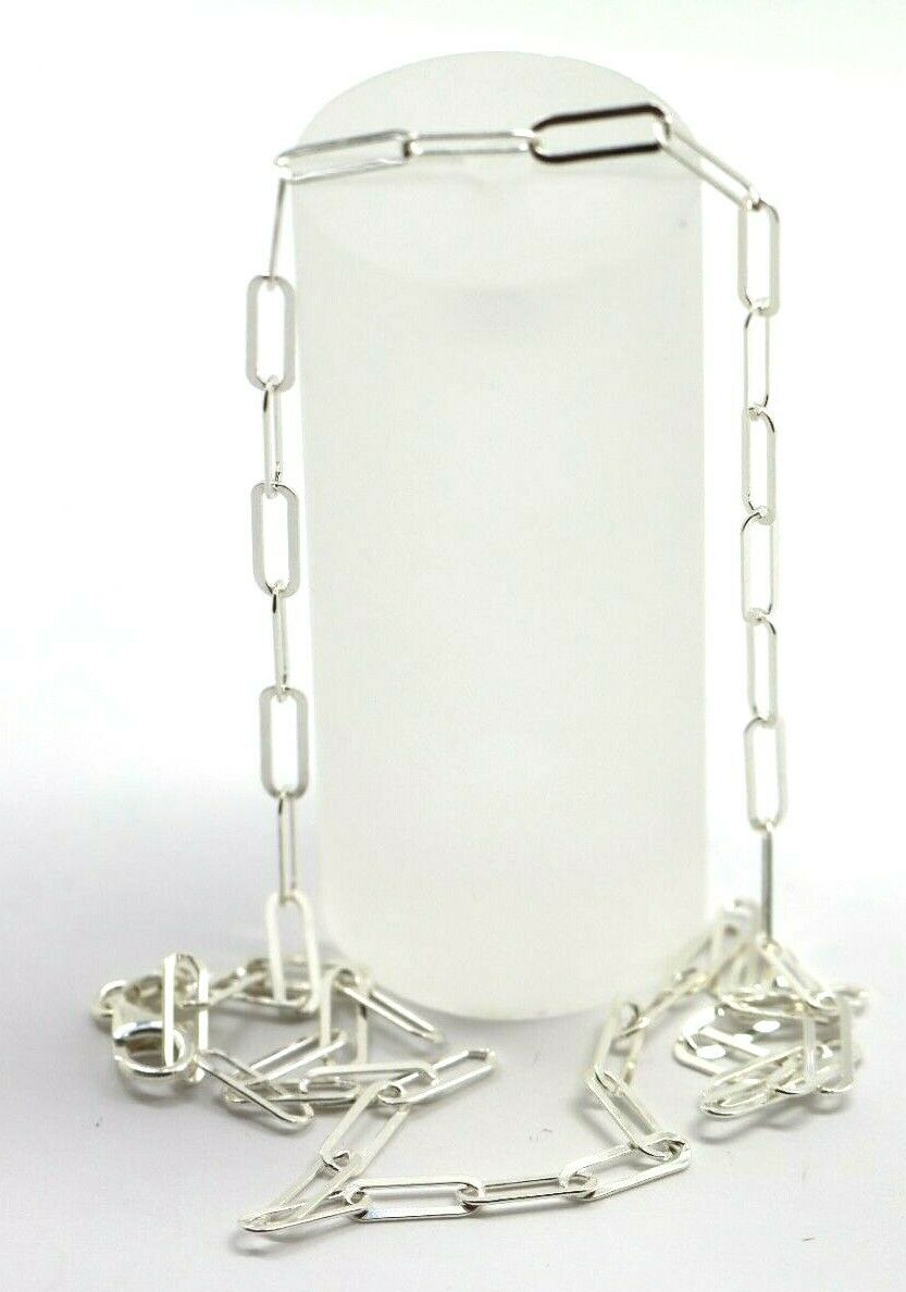 Sterling Silver Paper Clip Link Chain Necklace Pendant 75cm Long 7.7g