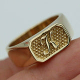 Genuine 9ct 9k Yellow, Rose or White Gold Engraved With Your Initial Signet Ring (Size J to O)