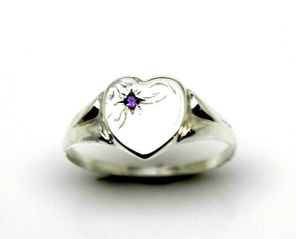 Large New Genuine Sterling Silver 925 Heart Signet Ring Choose Your Size & Gemstone