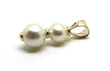 9k 9ct Yellow, Rose or White Gold 6mm + 8mm White Pearl Pendant Or Charm