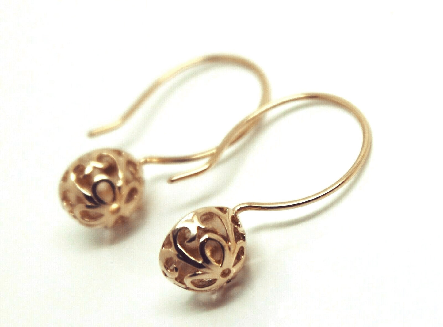 Kaedesigns New 9ct Yellow, Rose or White Gold 10mm Half Ball Hook Filigree Earrings