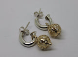Genuine New 9ct 9k Yellow Gold & Sterling Silver Filigree Ball Stud Earrings
