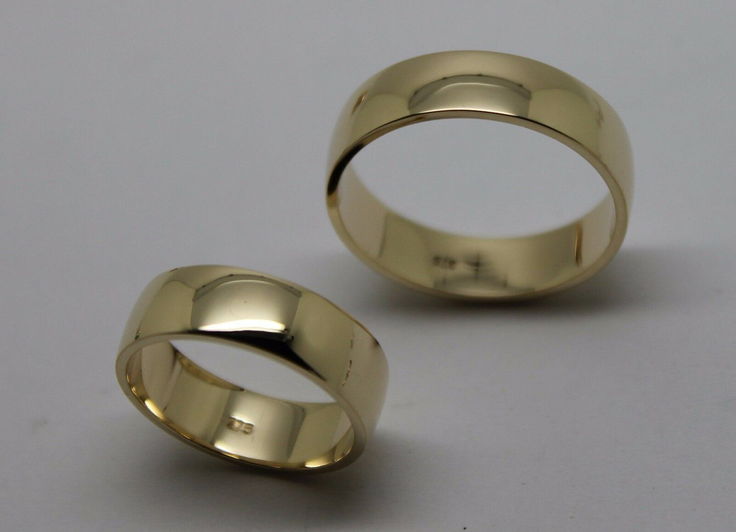 His & Hers Genuine 2 X Full Solid 9Ct Yellow Gold 6mm Wide Wedding Couple Bands Rings