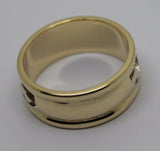 Size Q / 8, Solid Genuine 9ct 9kt Yellow And White Gold Mens Surf Wave Ring