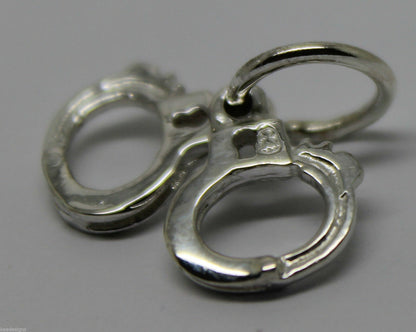 Sterling Silver 925 Hand Cuffs Handcuffs Charm Or Pendant