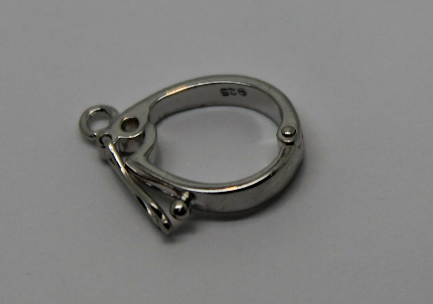 Sterling Silver 925 15mm Enhancer Bail Clasp jump ring & safety latch