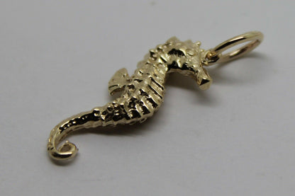 Kaedesigns, Genuine 9ct Yellow Or Rose Or White Gold Or Silver 3D Seahorse Charm