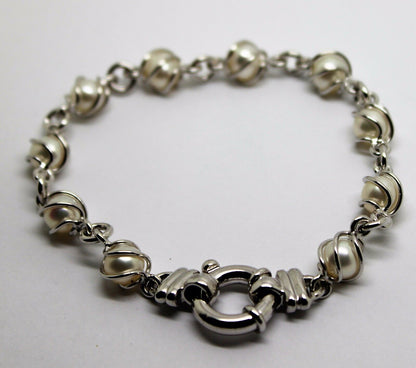 Kaedesigns New 9ct White Gold Bolt Ring Freshwater White Pearl Bracelet