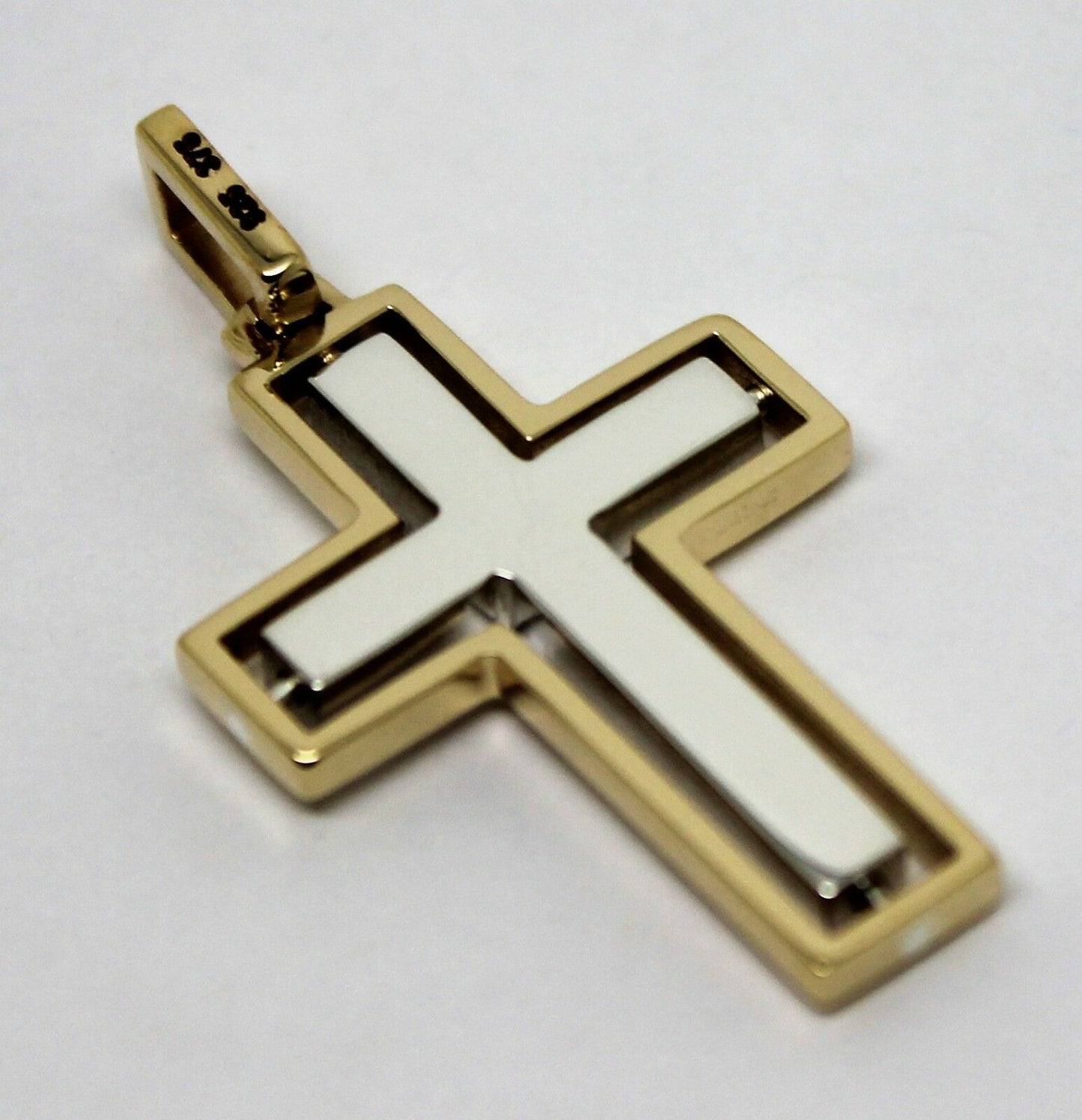 Genuine 9ct Yellow Gold & Sterling Silver Cross Pendant *Free Express Post In Oz