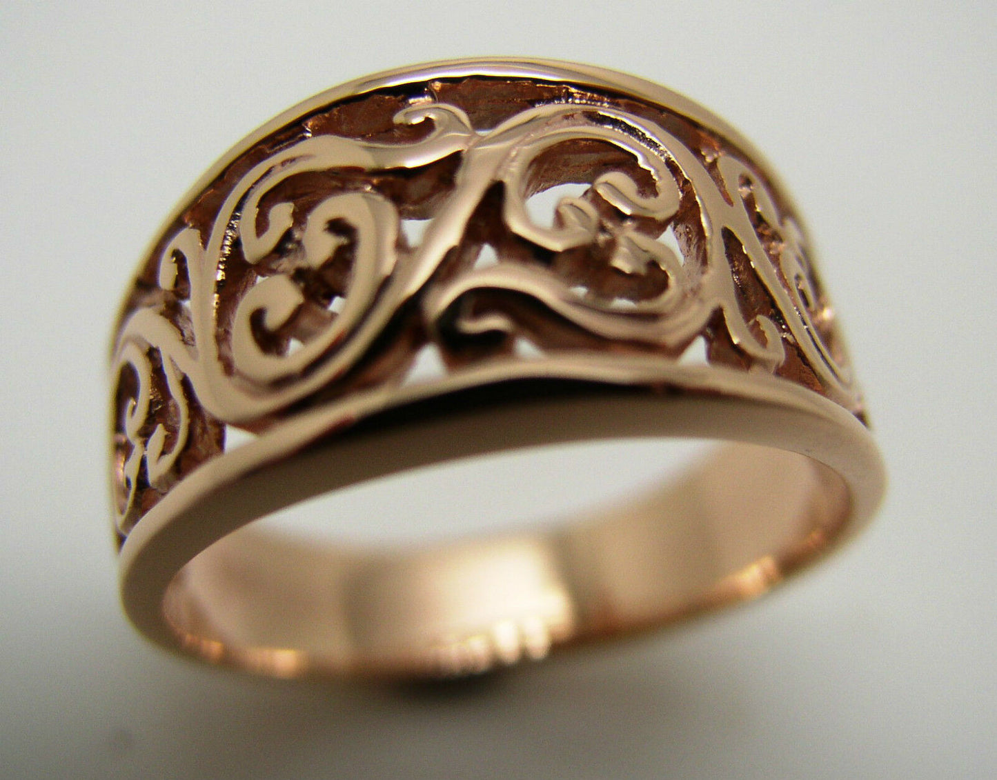 Size Q Kaedesigns Genuine 9ct Full Solid Wide Yellow, Rose Or White Gold Filigree Flower Swirl Ring 336