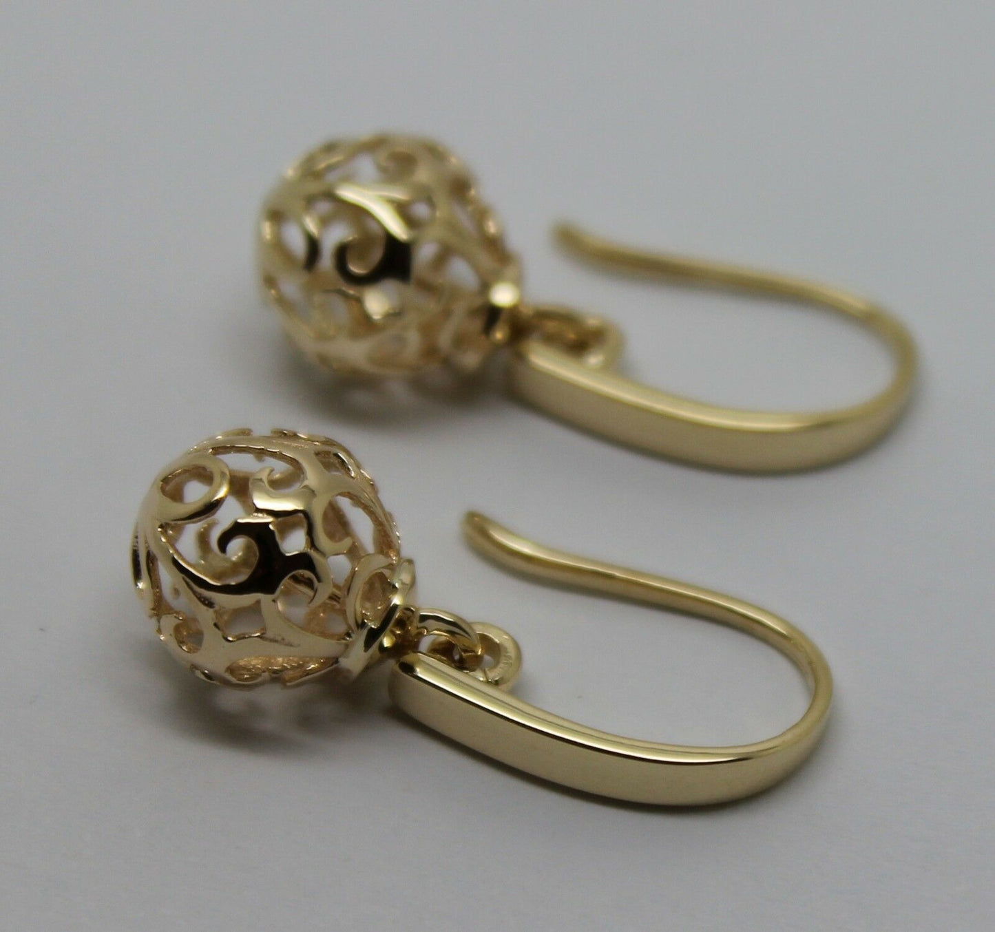 Kaedesigns New Genuine 9ct Yellow, Rose or White Gold 10mm Ball Drop Filigree Earrings