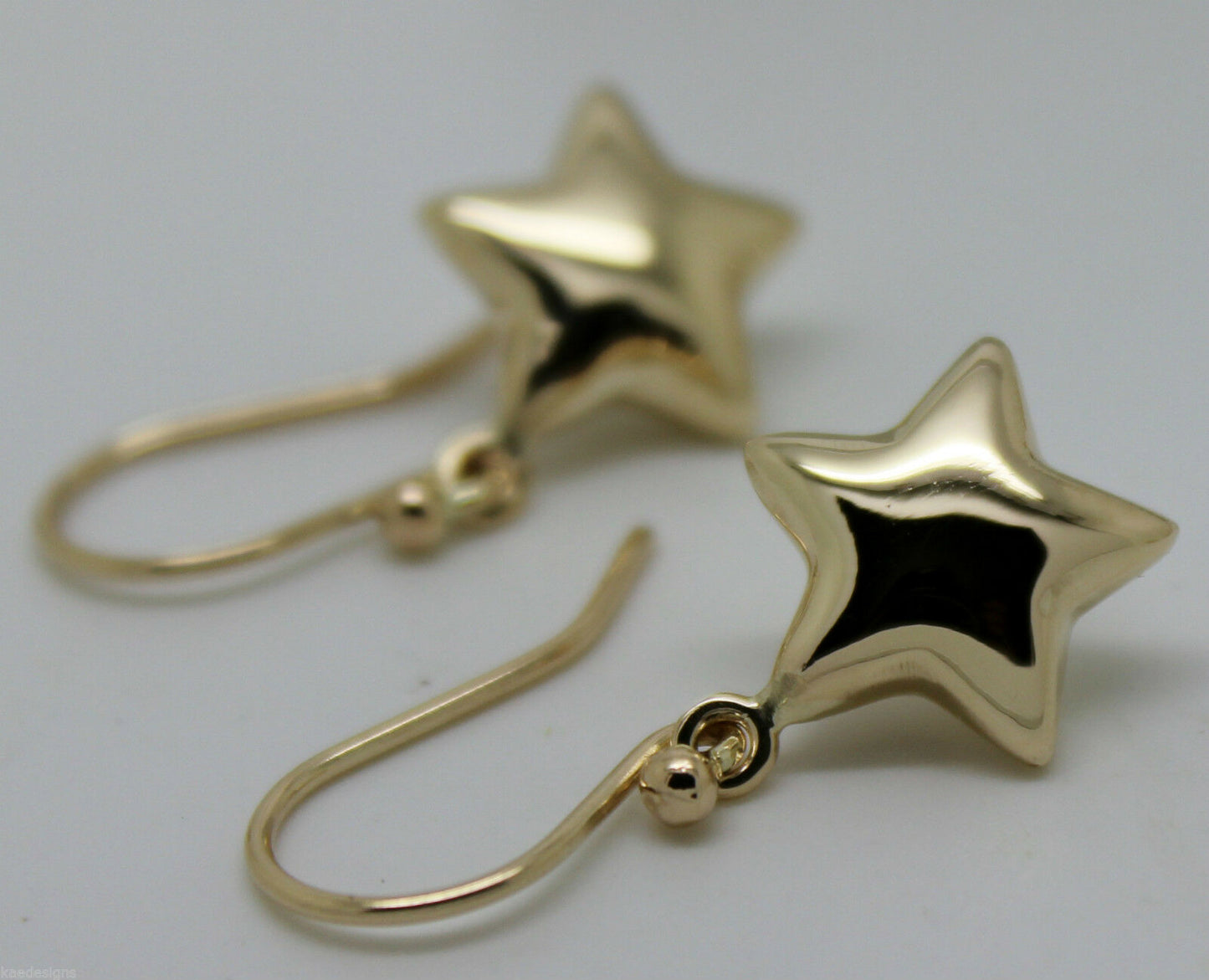 Kaedesigns, 9ct Yellow Or White Or Rose Gold Bubble Drop Star Hook Earrings