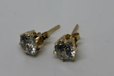 Genuine New 9ct Yellow Gold Claw-Set Round 7mm Stud Earrings
