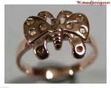 New Genuine Solid 9ct White Or Rose Or Yellow Gold Butterfly Ring Choose Size