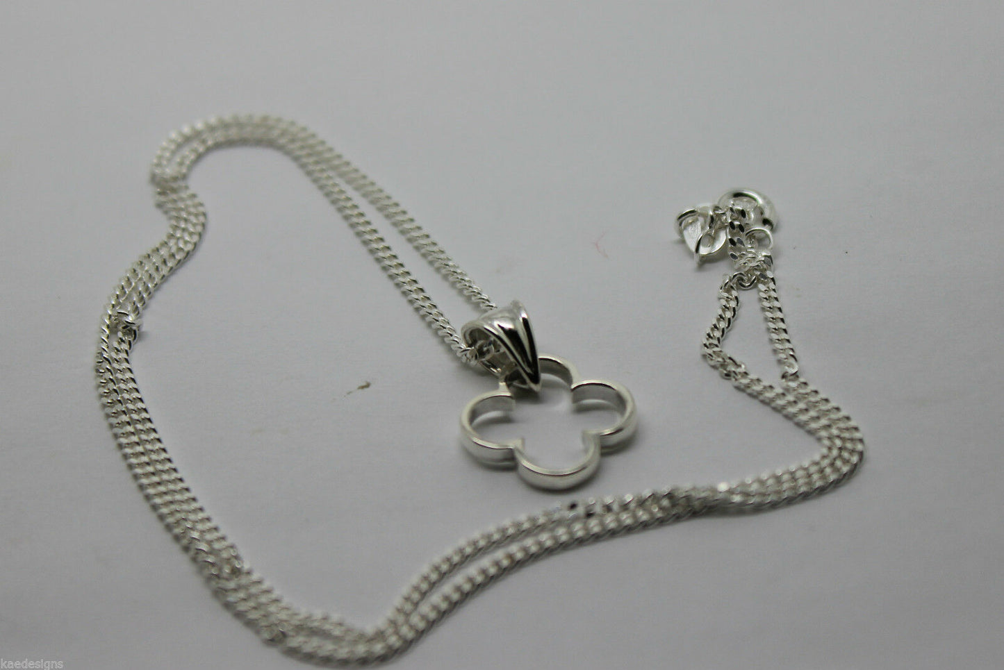 Genuine Sterling Silver 925,  Four Leaf Clover Pendant & Sterling Silver Chain