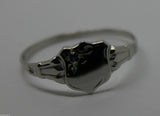Kaedesigns, Genuine Childs Solid 9ct Blue Sapphire White Gold Shield Signet Ring
