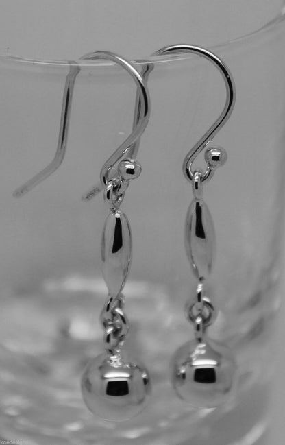 Kaedesigns, 9ct 9kt Yellow Or White Or Rose Gold 8mm Ball Long Drop Earrings