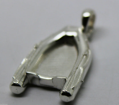 Sterling Silver Solid 925 Dinghy Raft Small Boat Pendant