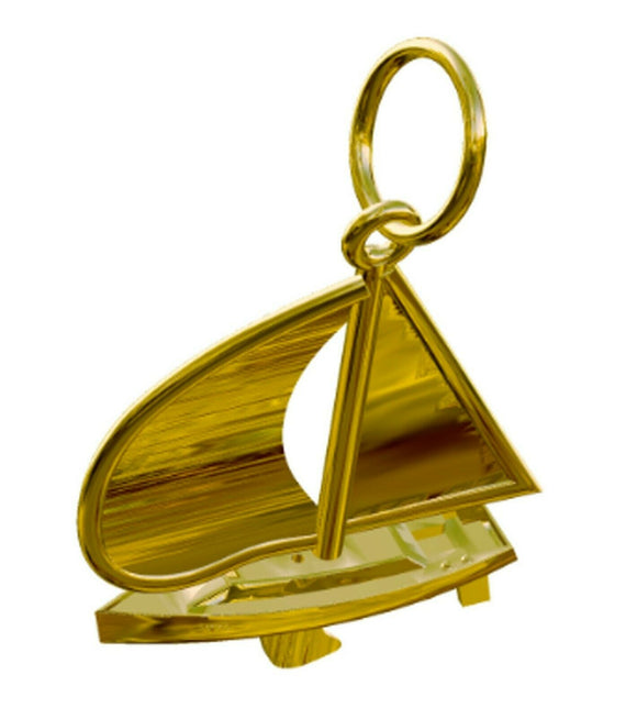 Genuine 9ct 9kt Yellow, Rose or White Gold Large Solid Sailing Boat Pendant / Charm