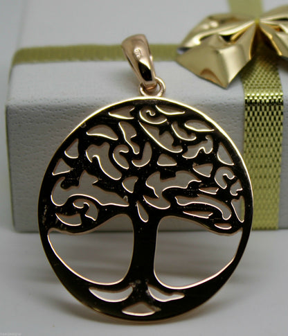 Genuine Heavy Solid 9ct Yellow Or Rose Or White Gold Tree Of Life Large Pendant