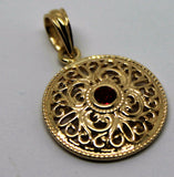 Kaedesigns, 9ct Yellow Gold or White Gold or Rose Gold filigree Ruby pendant
