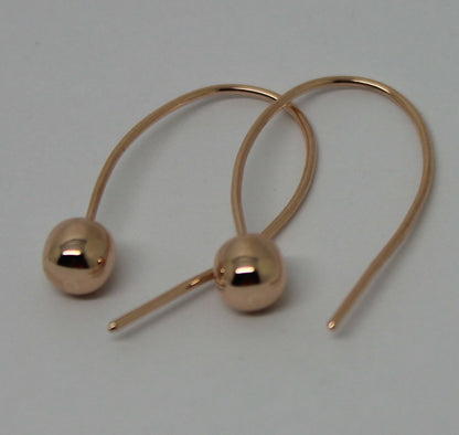 Genuine New Large Hooks 9ct Yellow, Rose or White Gold 6mm Euro Ball Drop Earrings