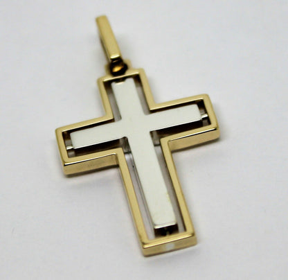 Genuine 9ct Yellow Gold & Sterling Silver Cross Pendant *Free Express Post In Oz