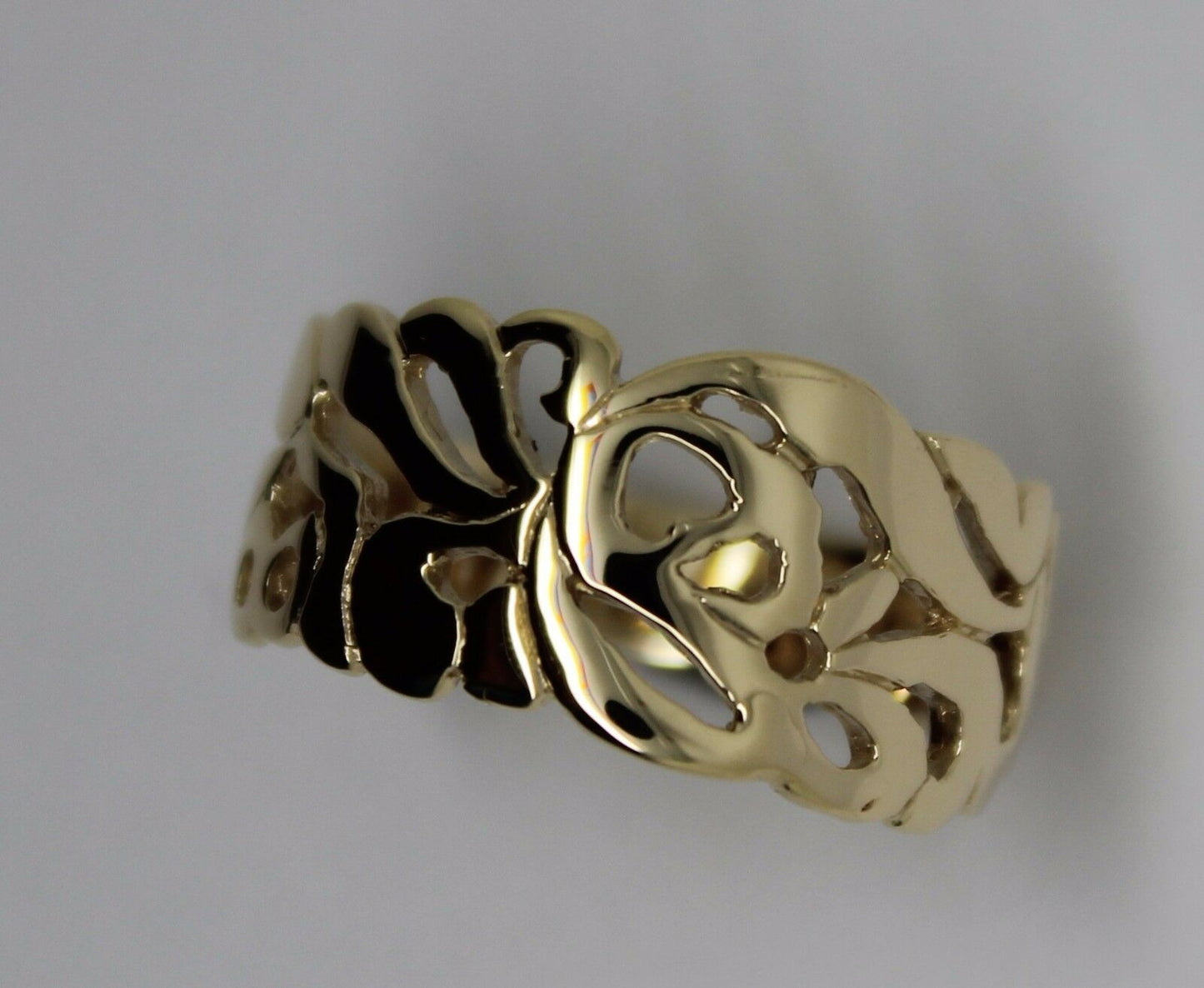 Size R, 8 5/8 Kaedesigns, New 9ct 9K 375 Genuine Yellow, Rose or White Gold Wide Flower Filigree Ring 278