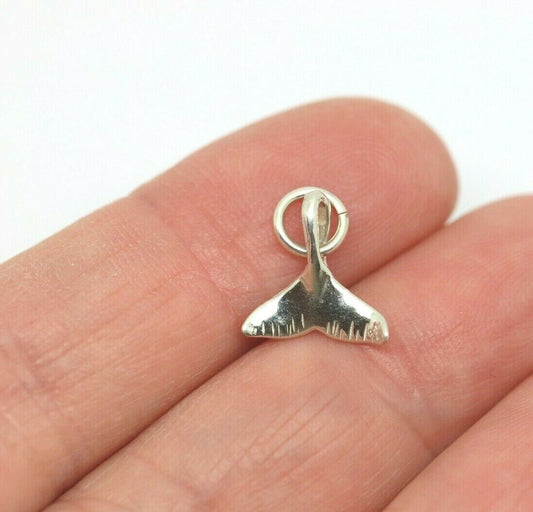 Genuine Sterling Silver 925 Small Whale Tail Solid Pendant Charm