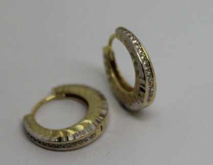 Kaedesigns, Genuine New 9ct Yellow Gold Hoop Cz Earrings