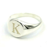 Genuine Heavy Solid Sterling Silver 925 Oval Men Signet Ring With One Initial