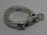 Sterling Silver 925 15mm Enhancer Bail Clasp jump ring & safety latch