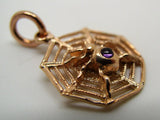 Kaedesigns New Genuine 9ct Yellow, Rose or White Gold Spider Web Set With Amethyst Pendant