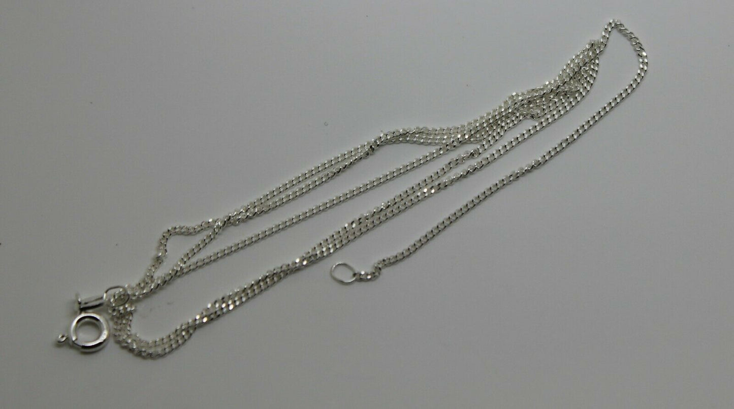 Genuine 925 Sterling Silver Kerb Curb Link Chain Necklace 50cm