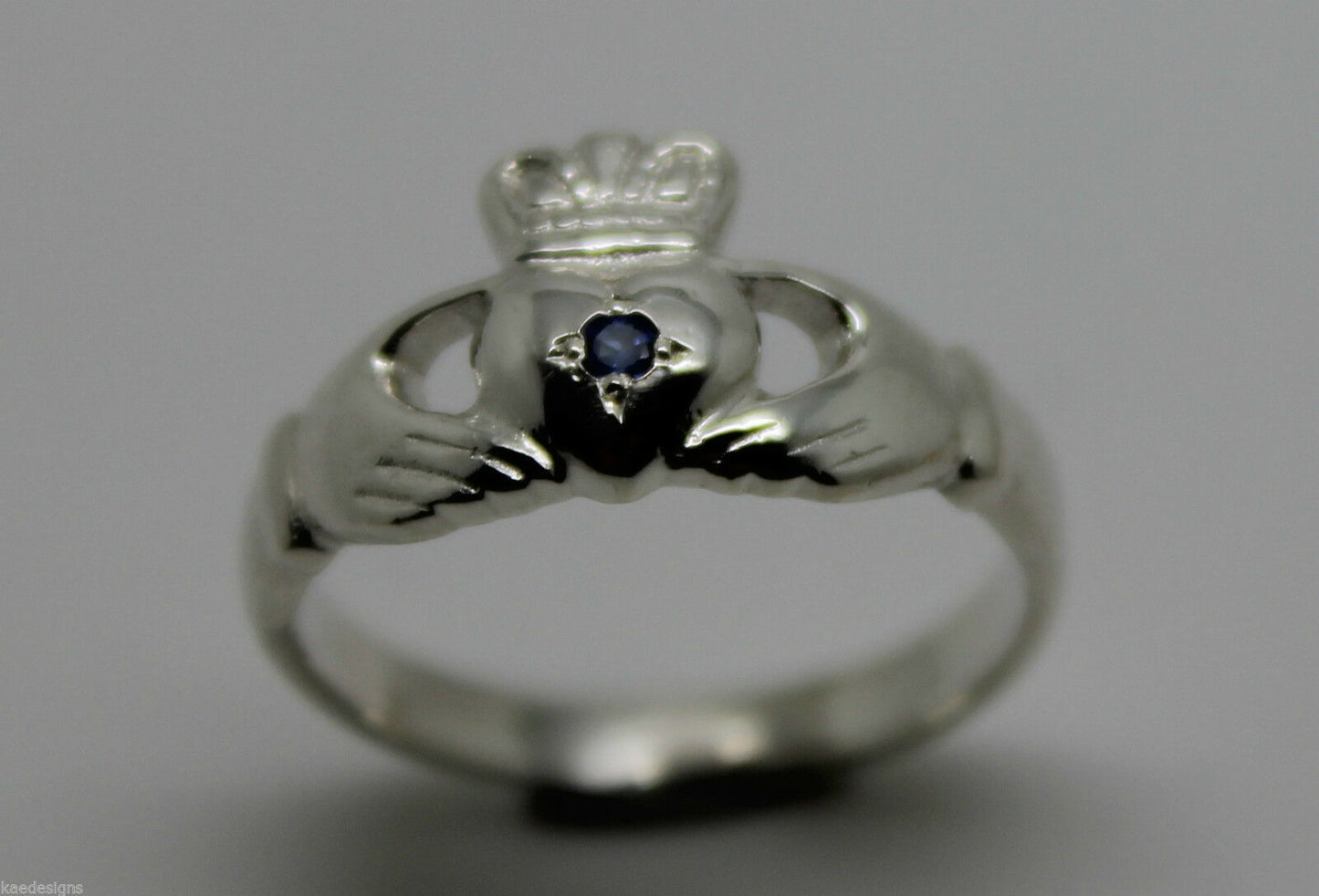 Size M Genuine New Sterling Silver Australian Sapphire Claddagh Ring