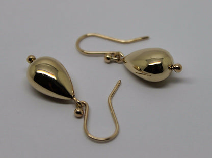 Genuine 9ct 9kt Solid Yellow, Rose or White Gold Tear Drop Teardrop Hook Earrings