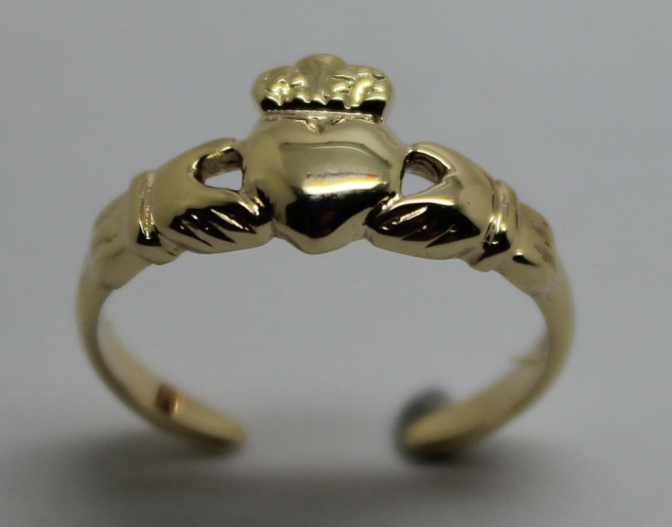 Genuine 9ct 9k Yellow, Rose or White Gold Irish Claddagh Toe Ring