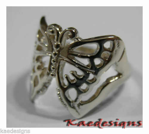 Solid 9ct White Or Rose Or Yellow Gold Large Butterfly Ring Choose Size 236