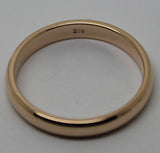 Genuine Custom Made Solid 9ct 9kt Yellow, Rose or White Gold 3mm Wedding Band Size M