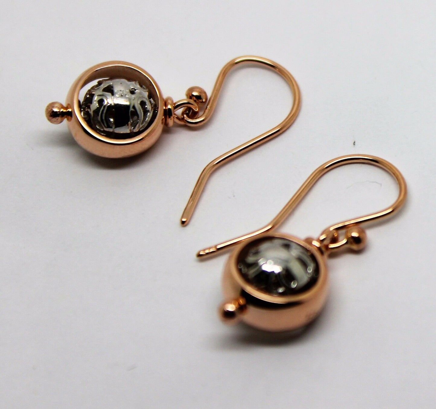 Kaedesigns Genuine 9ct Rose And White Gold Filigree Belcher Ball Earrings