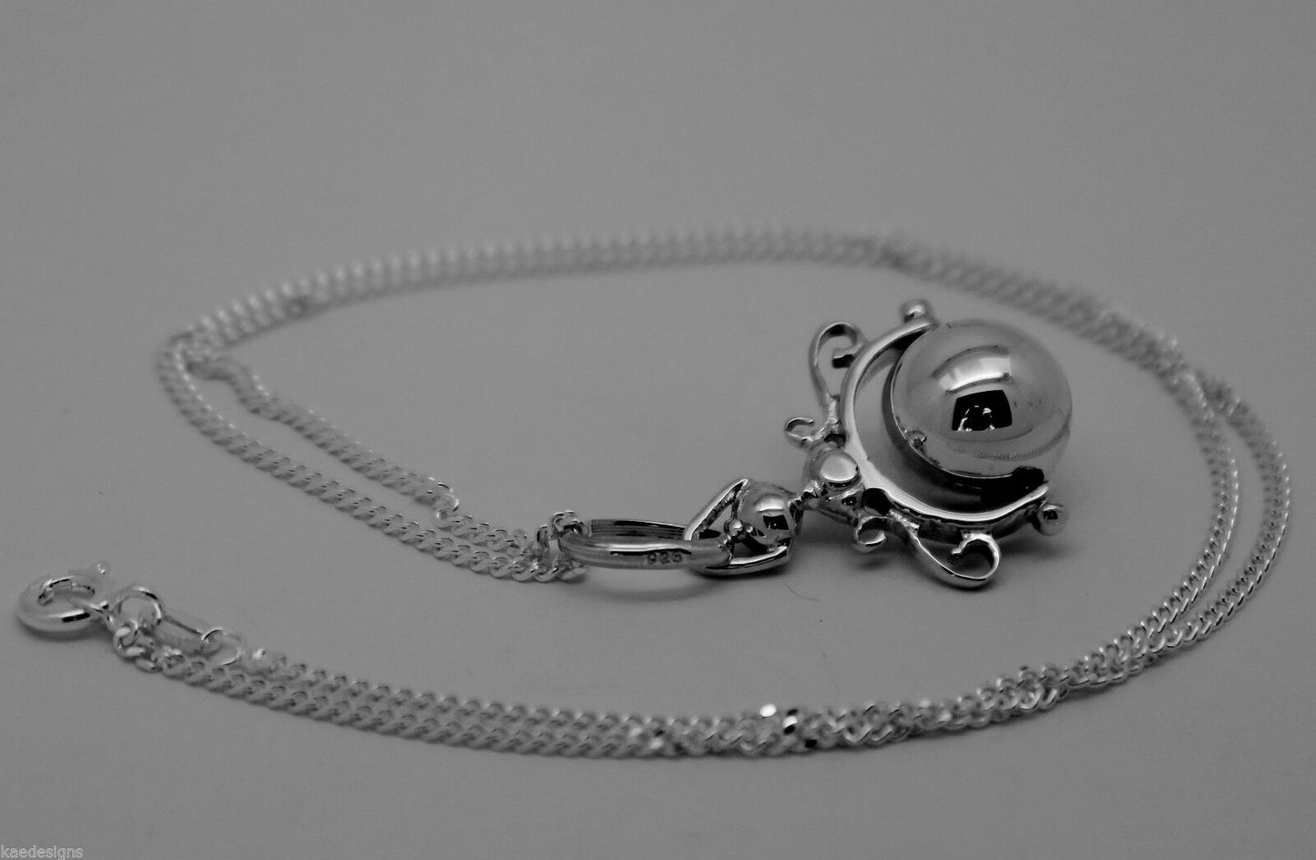 Kaedesign, Sterling Silver Chain Belcher 45cm Necklace & Ball Spinner Pendant