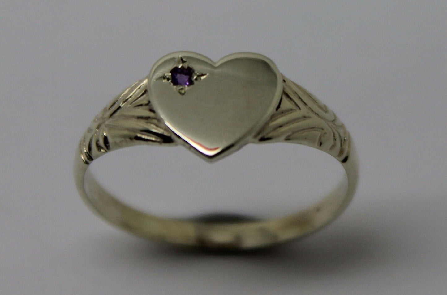 Kaedesigns New Sterling Silver Heart Amethyst Set Signet Ring